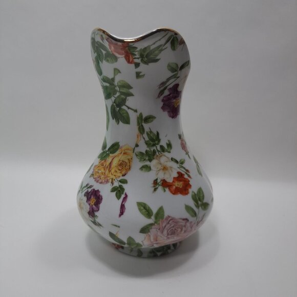 Royal Danube Flower Floral Pitcher Cabbage Roses Gold Trim Porcelain Vintage - Picture 4 of 16